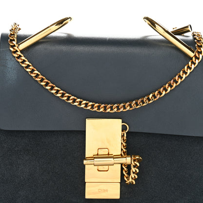 Chloe Suede Smooth Calfskin Mini Drew Shoulder Bag Cloudy Blue 7 of 10