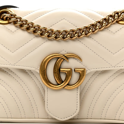 Gucci Calfskin Matelasse Mini GG Marmont Shoulder Bag White 7 of 9