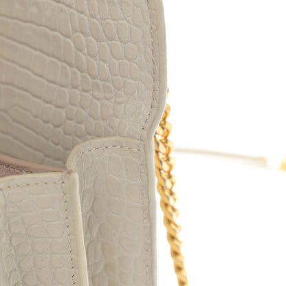 Saint Laurent Calfskin Crocodile Embossed Medium Monogram Sunset Blanc Vintage 12 of 14