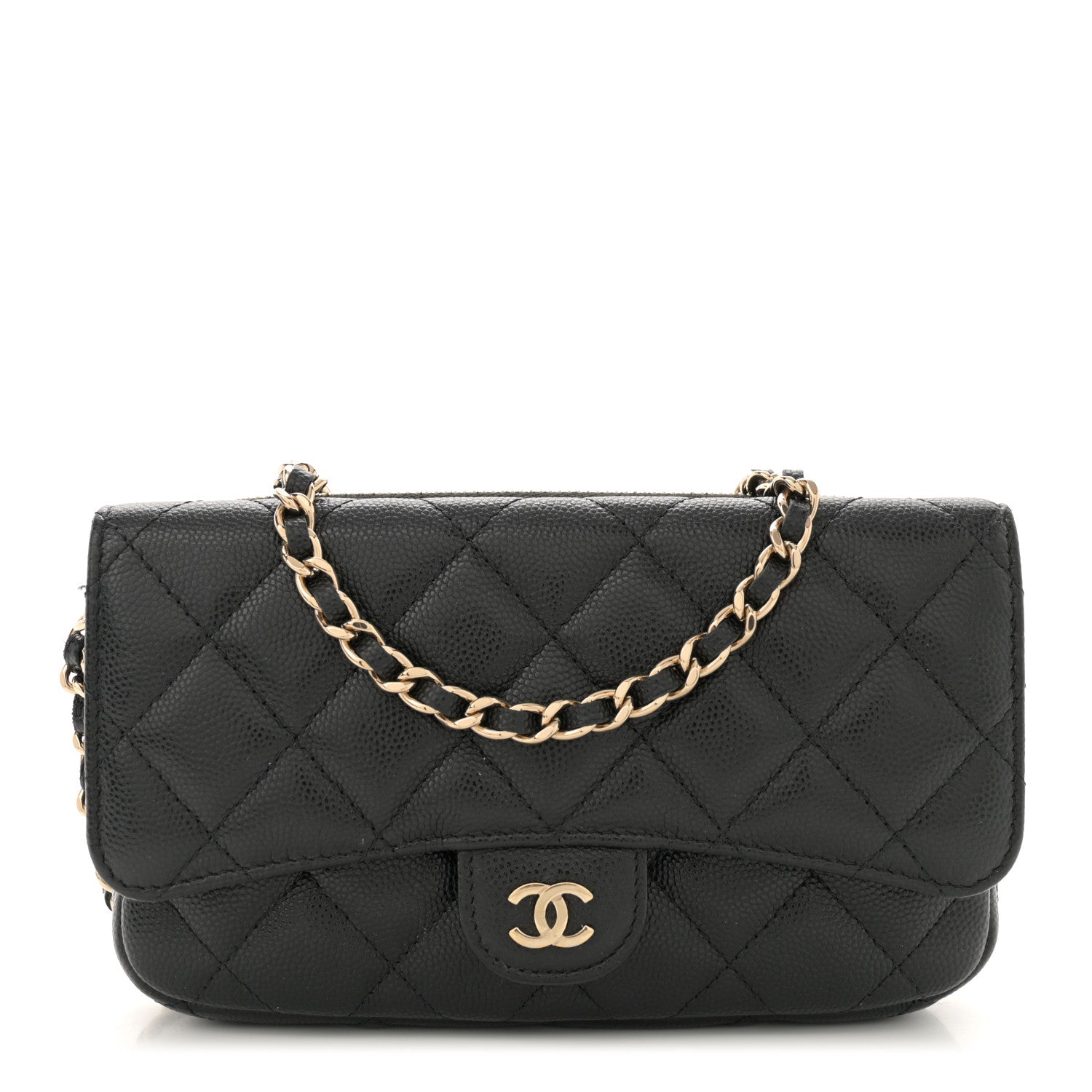 Chanel Caviar Quilted Flap Phone Holder With Chain Black 1 of 14