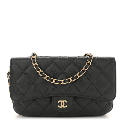Chanel Caviar Quilted Flap Phone Holder With Chain Black 1 of 14