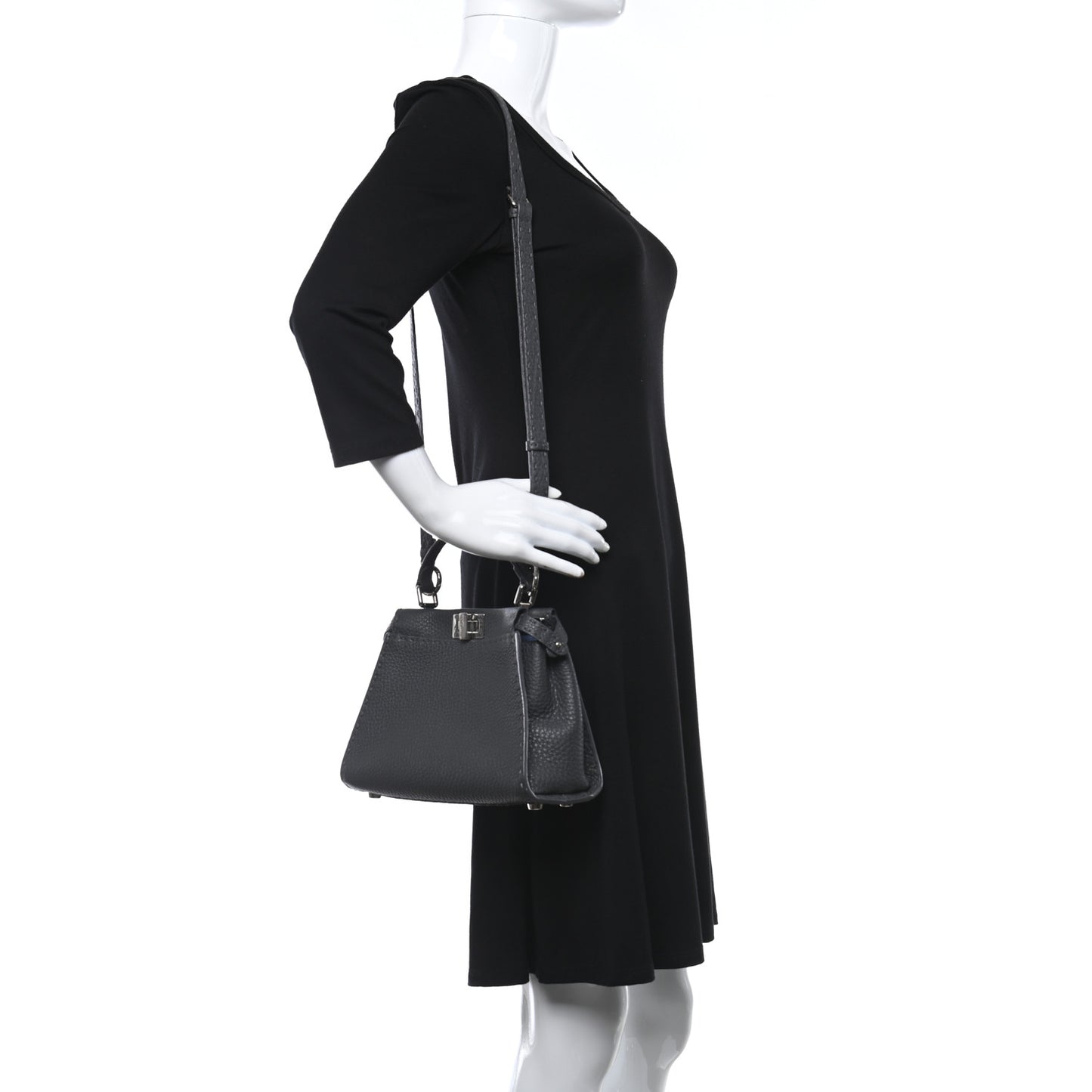 Cuoio Romano Alcantara Selleria Mini Peekaboo Iconic Satchel Asphalt Sky Blue