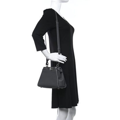 Fendi Cuoio Romano Alcantara Selleria Mini Peekaboo Iconic Satchel Asphalt Sky Blue 2 of 11