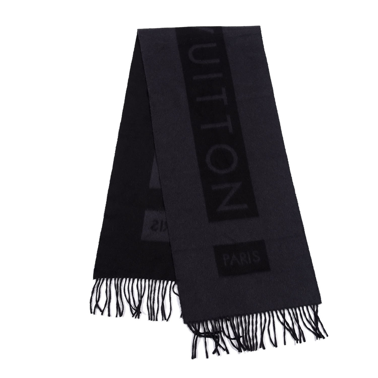 Louis Vuitton Cashmere Baroda Fringe Scarf Black 2 of 3