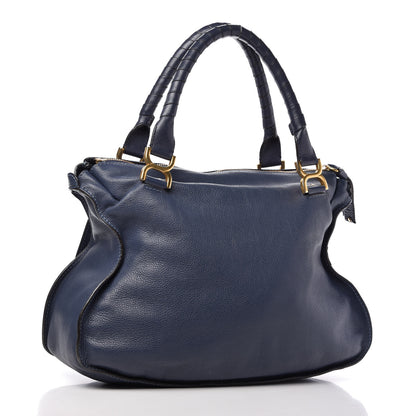 Chloe Calfskin Large Marcie Satchel Royal Navy 3 of 11