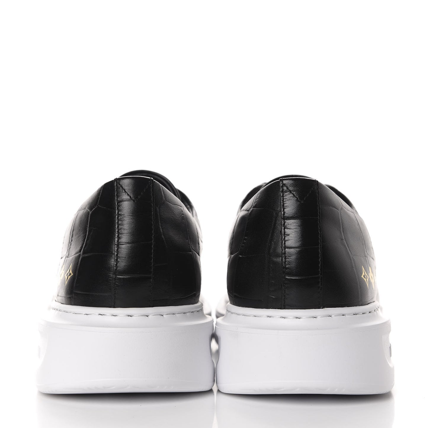 Calfskin Crocodile Embossed Monogram Beverly Hills Sneakers 9 Black
