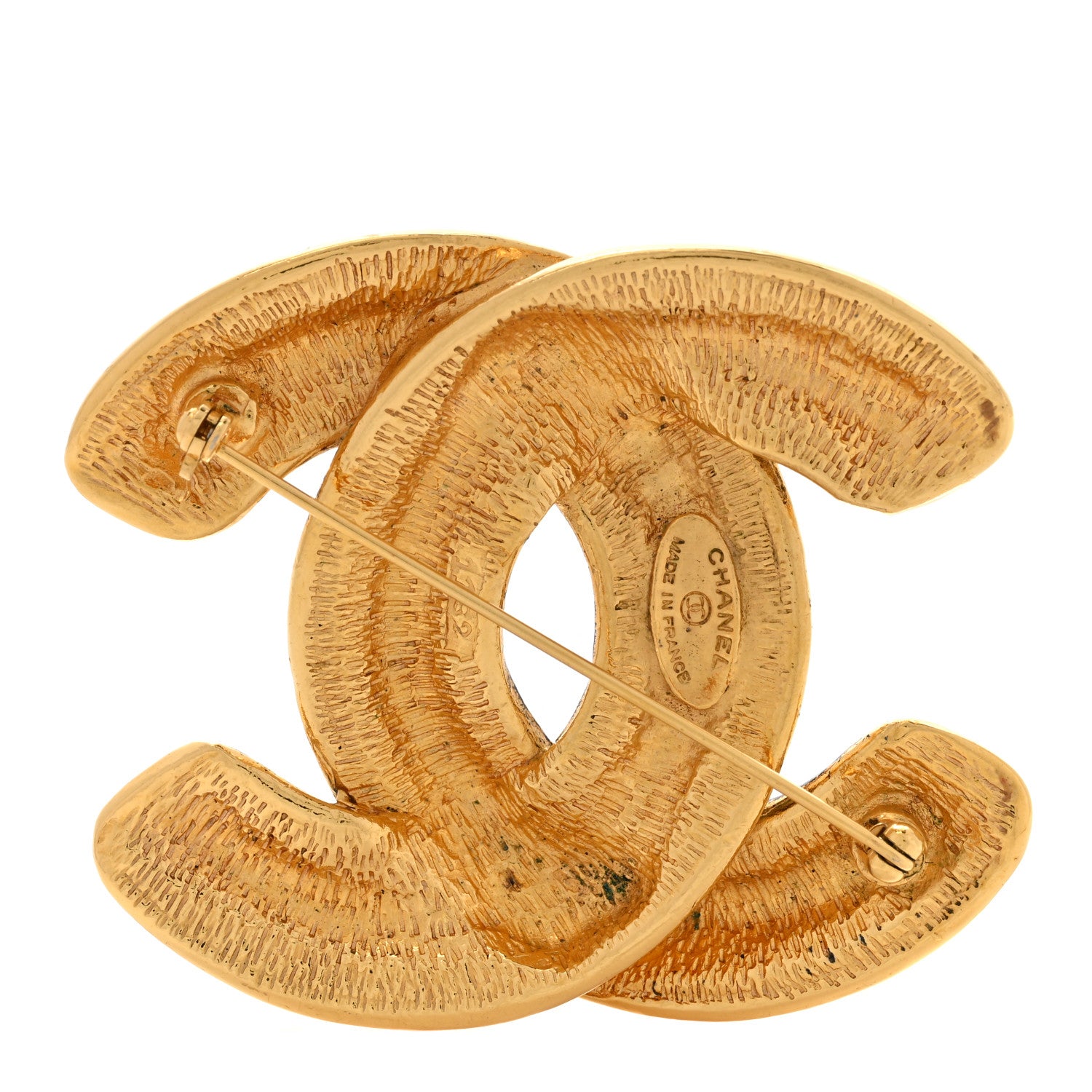 Chanel Metal Quilted Large CC Brooch Gold 3 of 6