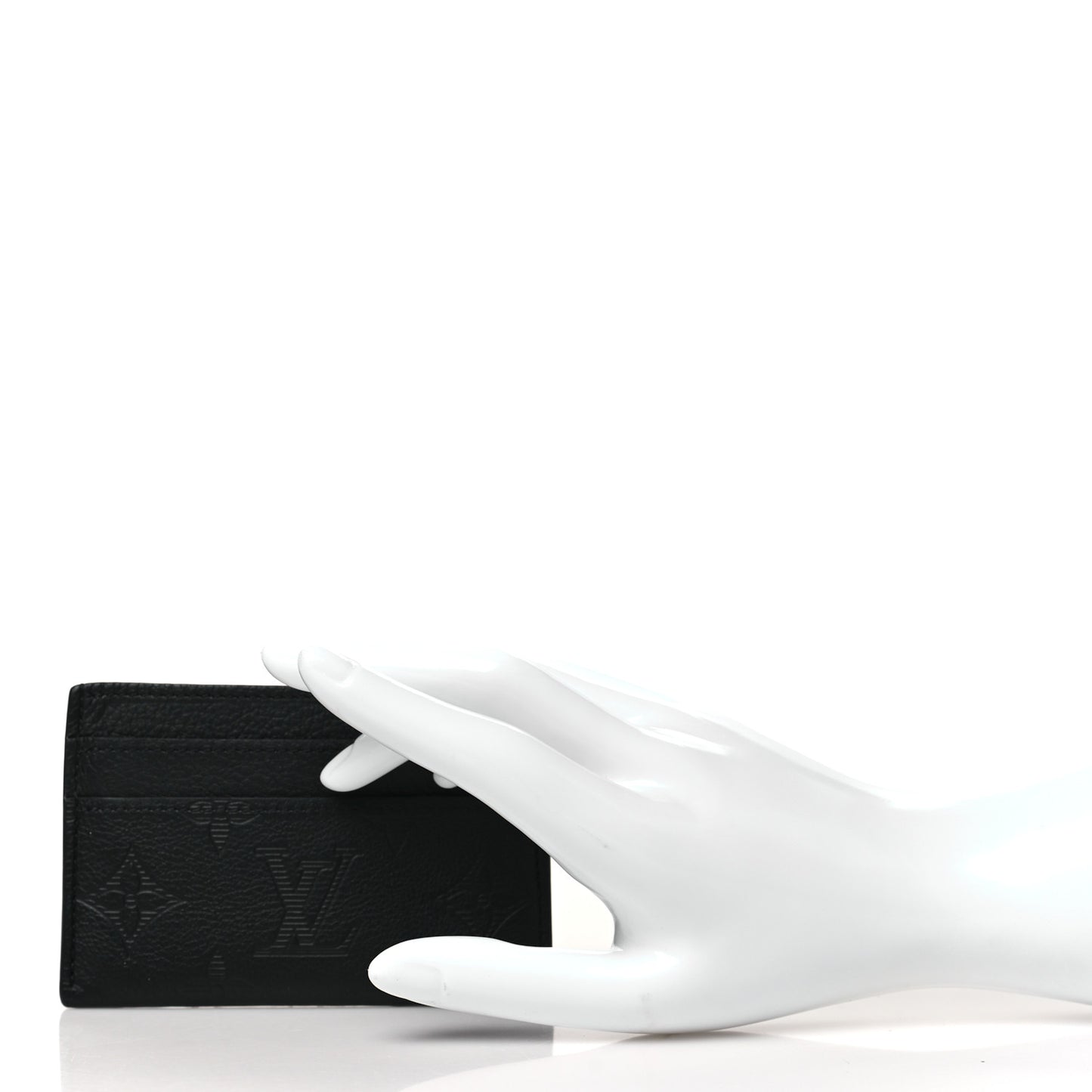 Calfskin Monogram Shadow Double Card Holder Black