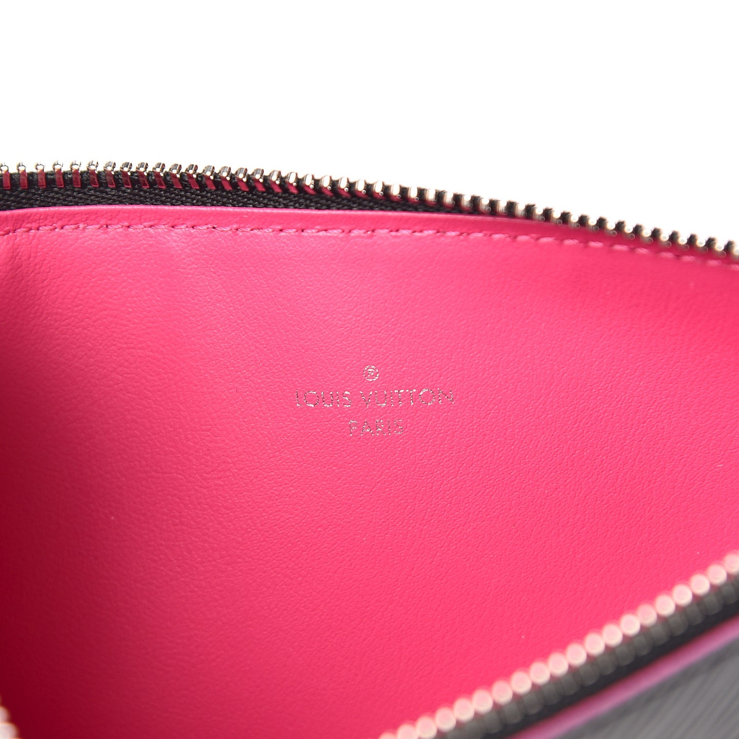 Epi Felicie Chain Wallet Zippered Insert Black Hot Pink