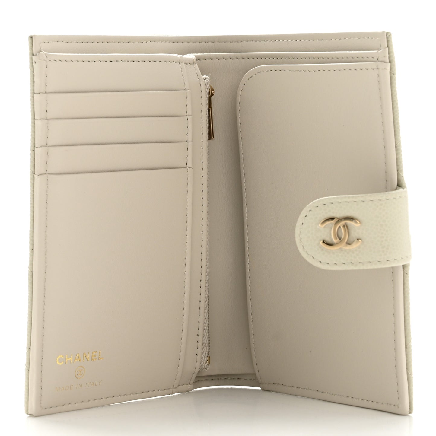Caviar Quilted Passport Holder Light Grey