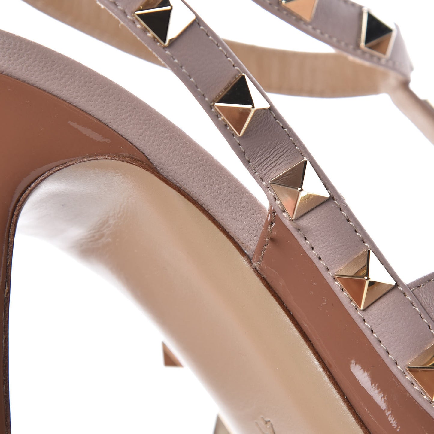 Patent Rockstud Ankle Strap 100mm Pumps 41 Brownish Poudre