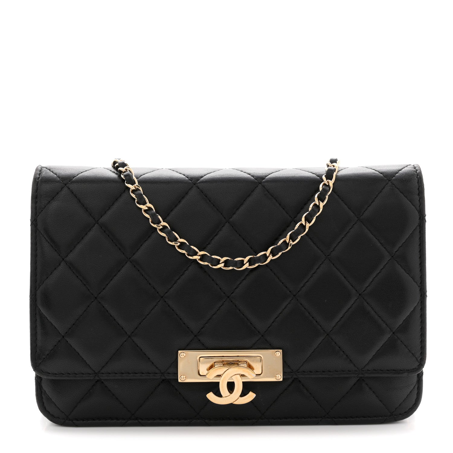 Chanel Lambskin Quilted Golden Class Wallet on Chain WOC Black Black 1 of 12