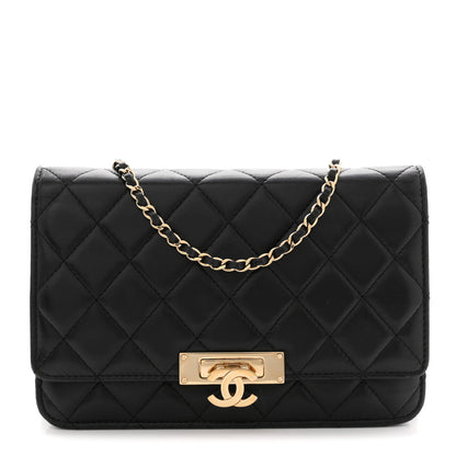 Chanel Lambskin Quilted Golden Class Wallet on Chain WOC Black Black 1 of 12
