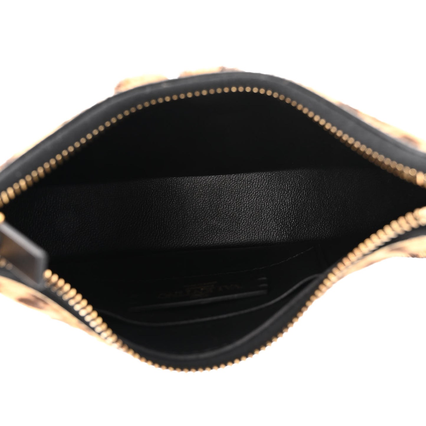 Calf Hair Leopard Print Mini Vlogo Hobo Bag Black Marrone