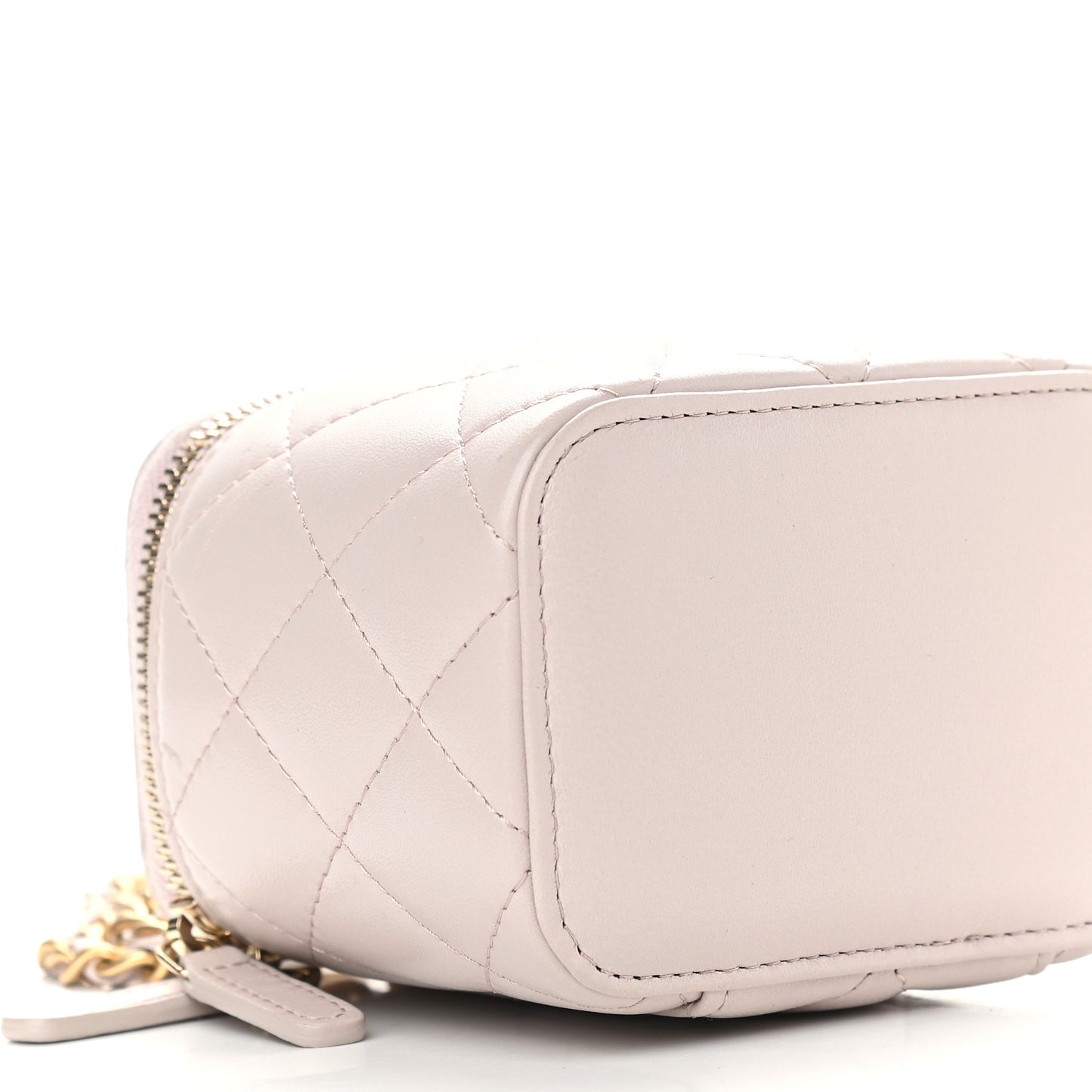 Lambskin Quilted Pearl Crush Mini Vanity Case With Chain Light Purple