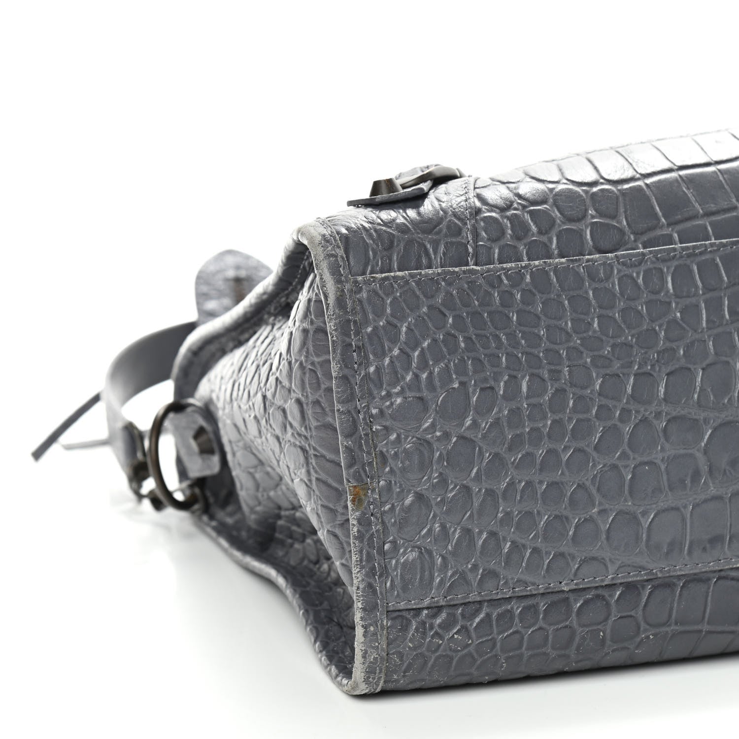 Balenciaga Calfskin Crocodile Embossed Classic Hardware City Gris Beton 8 of 9