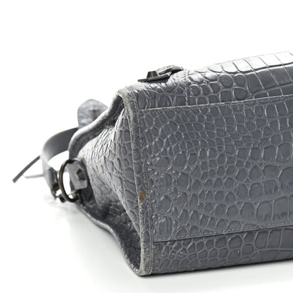 Balenciaga Calfskin Crocodile Embossed Classic Hardware City Gris Beton 8 of 9