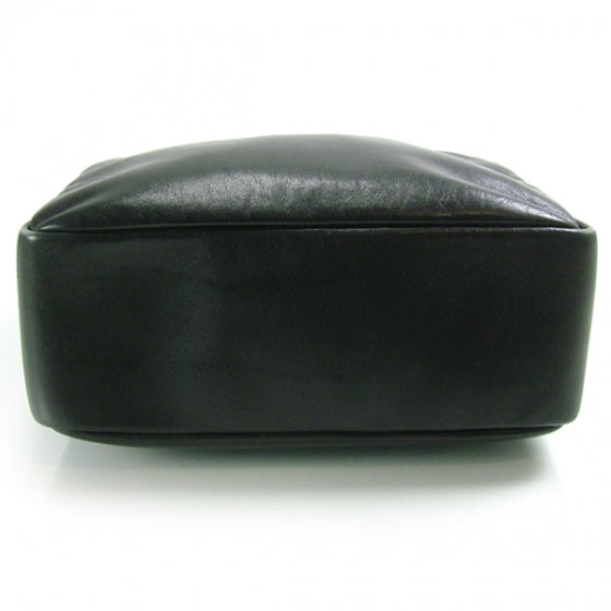 Leather Bamboo Handle Small Tote Black