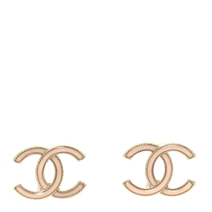 Chanel Enamel CC Earrings Gold Nude 1 of 4