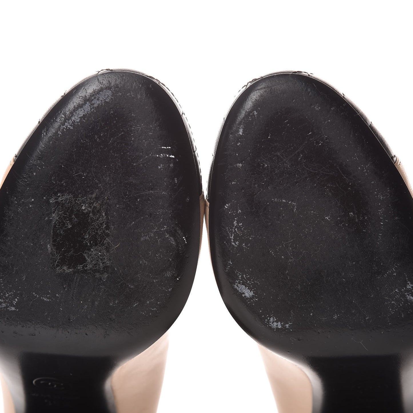 Lambskin Pearls Cap Toe Pumps 36.5 Beige Black
