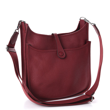 Hermes Taurillon Clemence Evelyne III PM Rouge Grenat 3 of 10