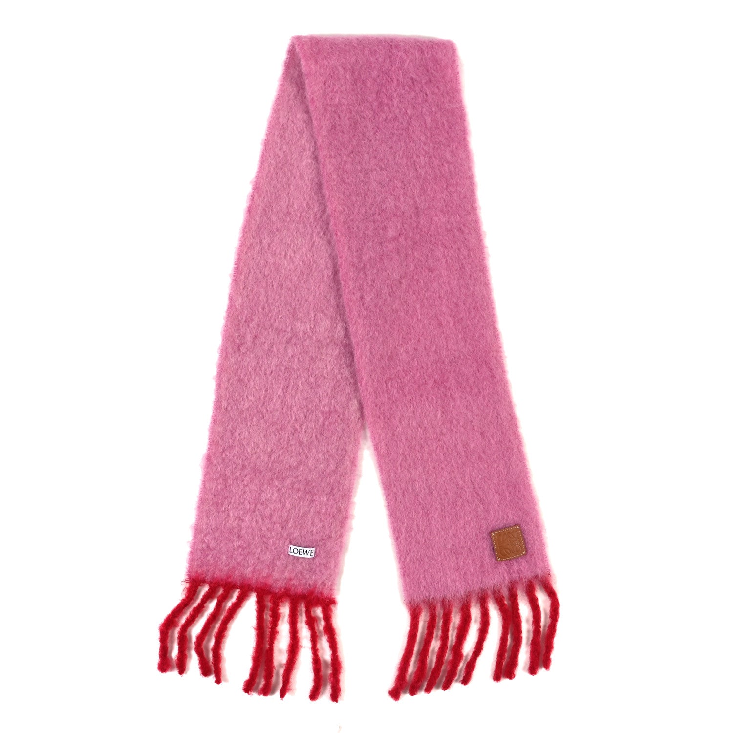 Loewe Mohair Wool Anagram Scarf Pink Red 2 of 4