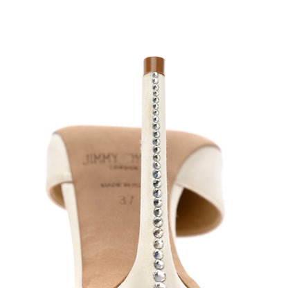 Jimmy Choo Satin Crystal Saeda 100 Pumps 37 Ivory 18 of 18
