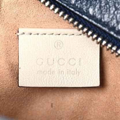 Gucci Azalea Calfskin Matelasse Diagonal Mini Torchon GG Marmont Round Shoulder Bag Blue Agata Mystic White 5 of 10