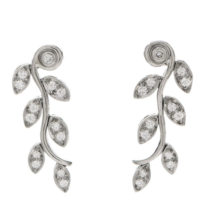 Tiffany Platinum Diamond Garland Leaf Earrings 1 of 5