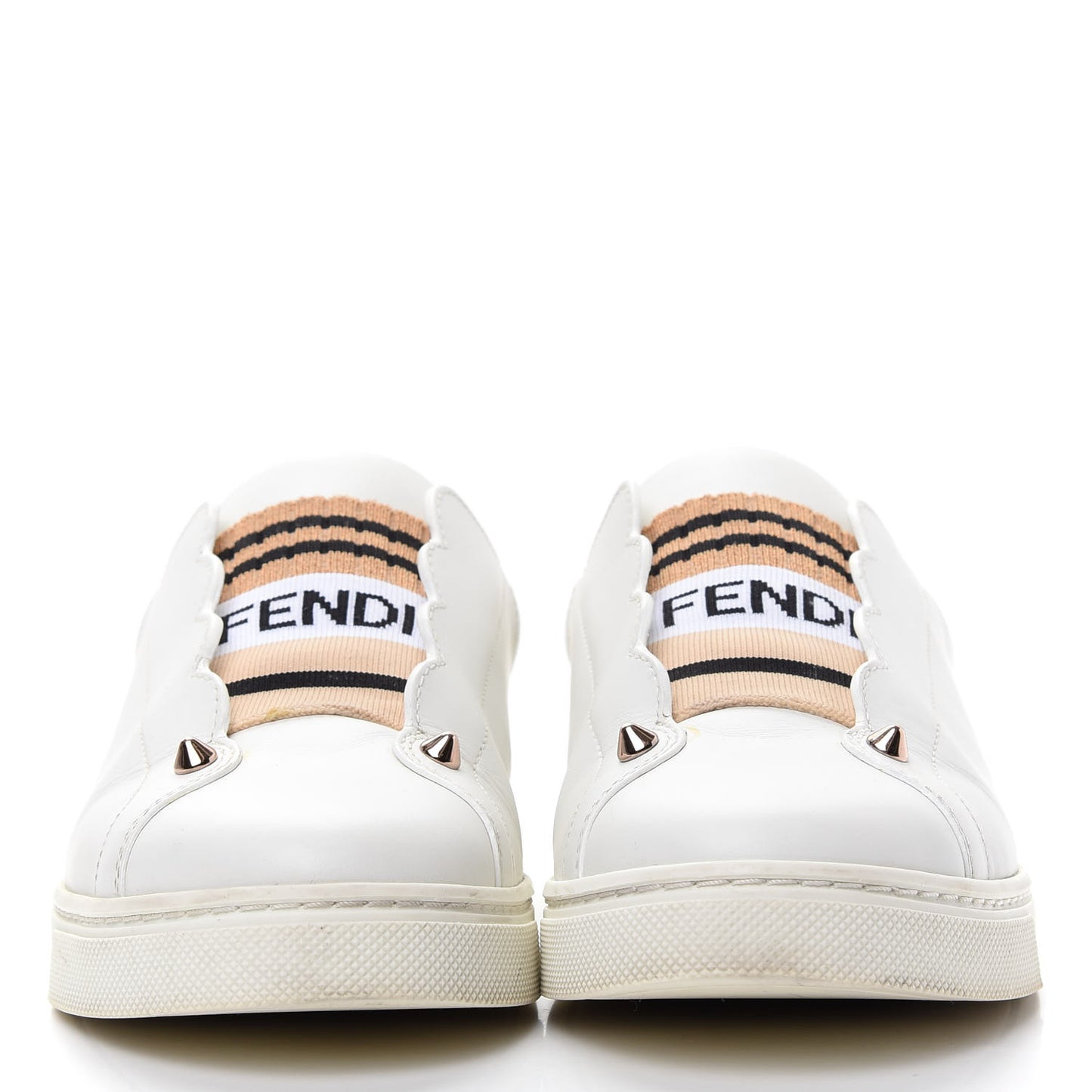 Vitello Lurex Rockoclick Slip On Sneakers 36.5 White Soap Rose Gold