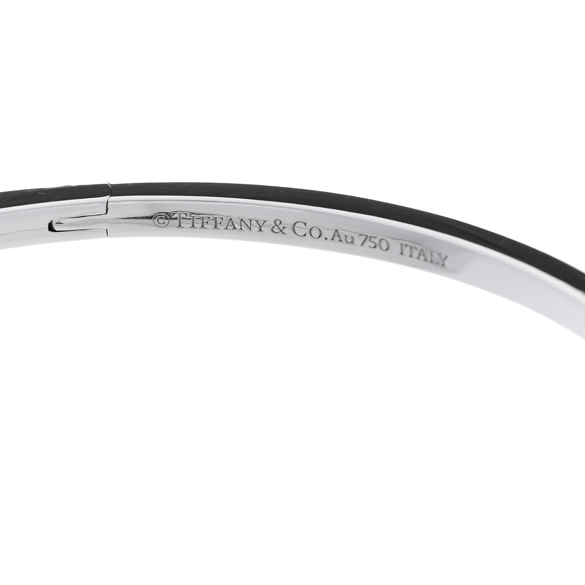 Tiffany 18K White Gold Diamond Narrow T1 Hinged Bangle Bracelet 3 of 3