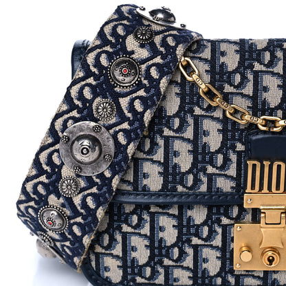 Christian Dior Oblique DiorAddict Flap Bag Navy Blue 10 of 14