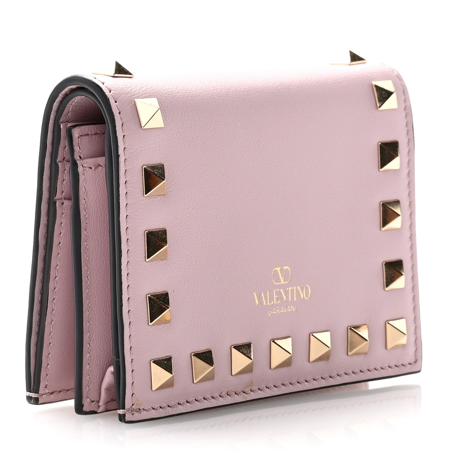 Calfskin Rockstud French Flap Wallet Water lilies
