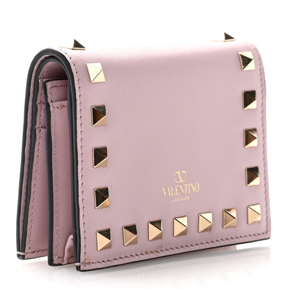 Valentino Garavani Calfskin Rockstud French Flap Wallet Water lilies 3 of 7