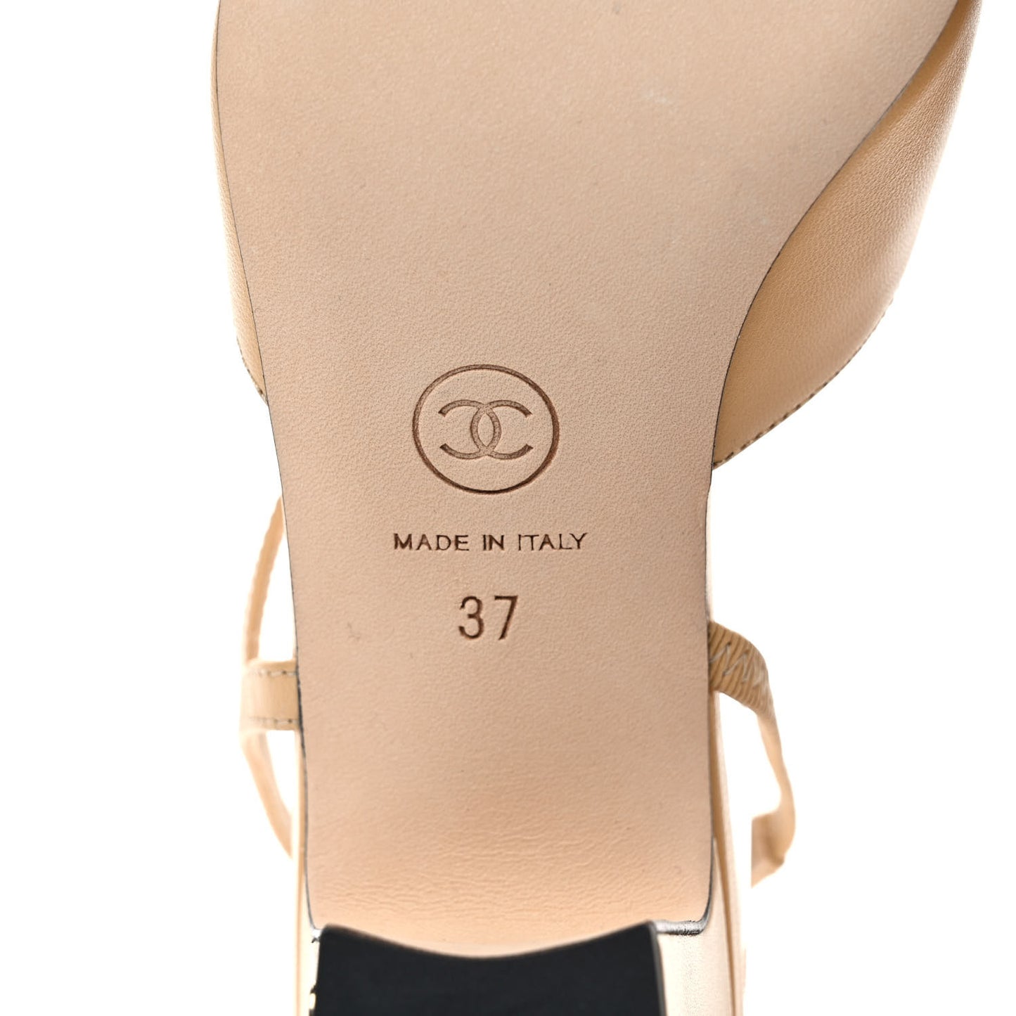 Goatskin Grosgrain Cap Toe CC Slingback Pumps 37 Beige Black