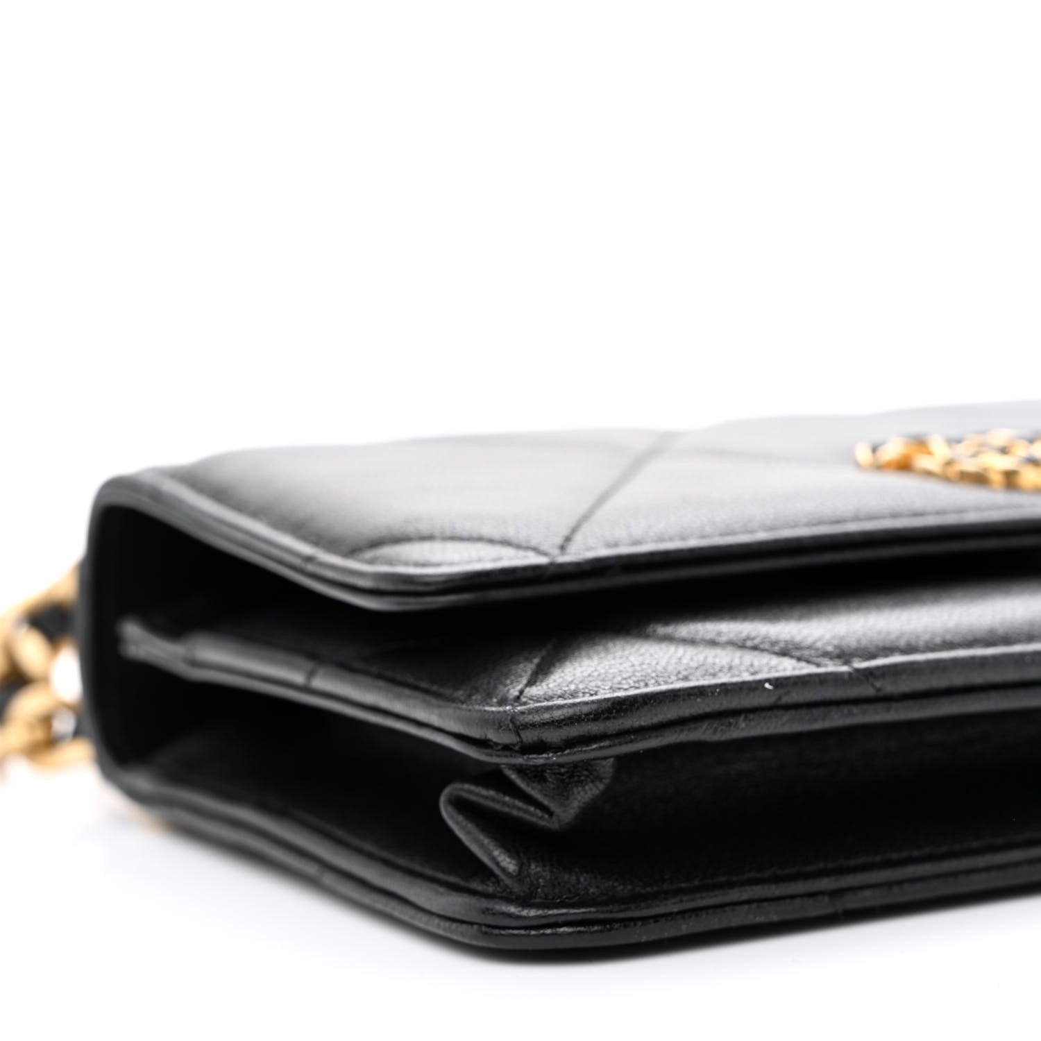 Chanel Goatskin Quilted Chanel 19 Wallet On Chain WOC Black 10 of 13