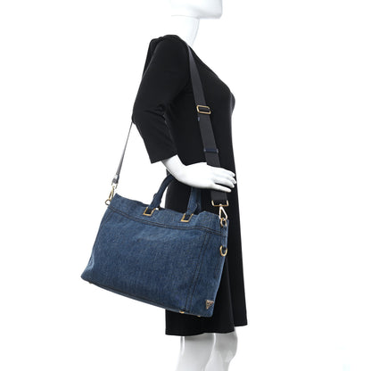 Prada Denim Large Logo Shopping Tote 2 of 11