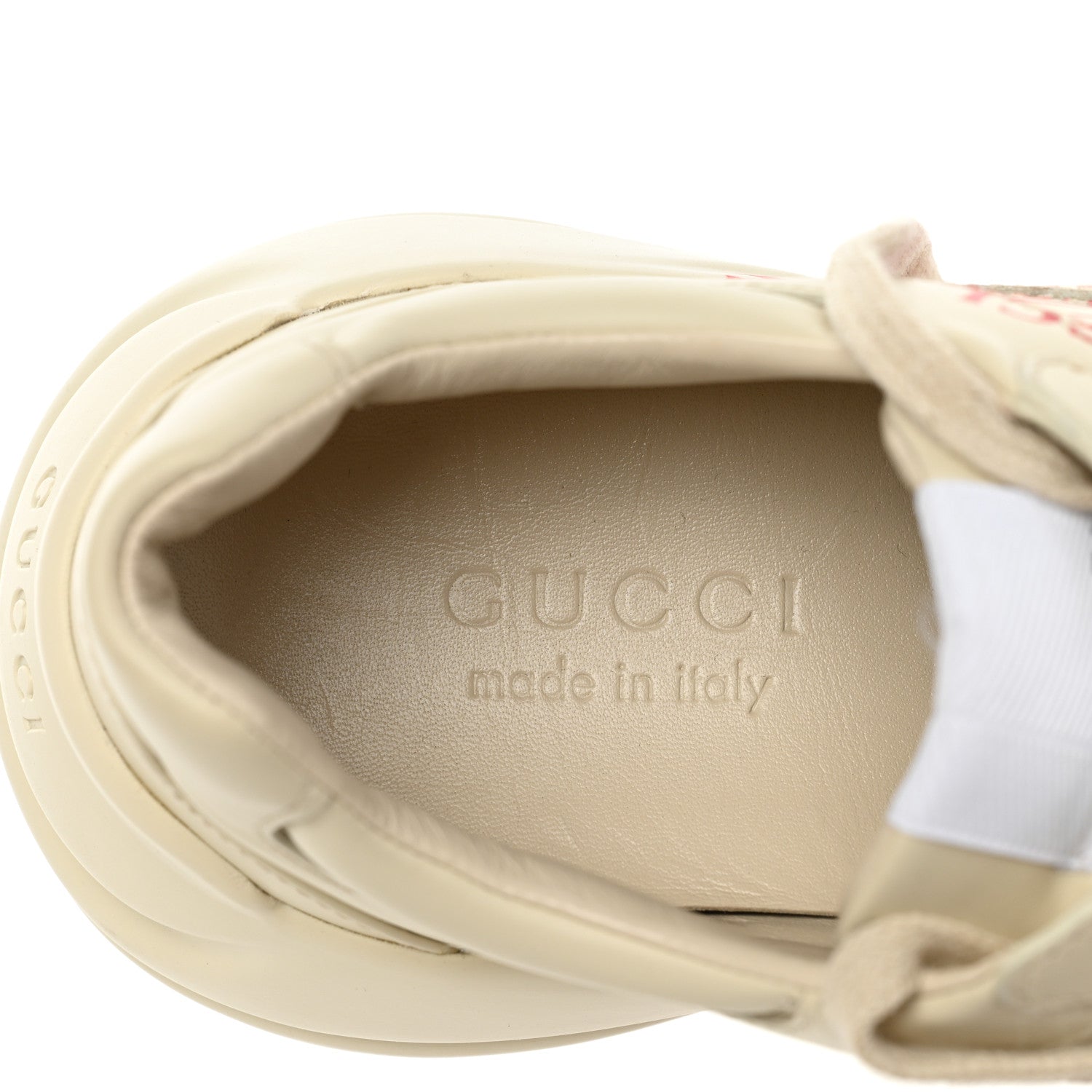 Gucci Calfskin Mens Gucci Disk Rhyton Sneakers 5 Ivory Red 8 of 11