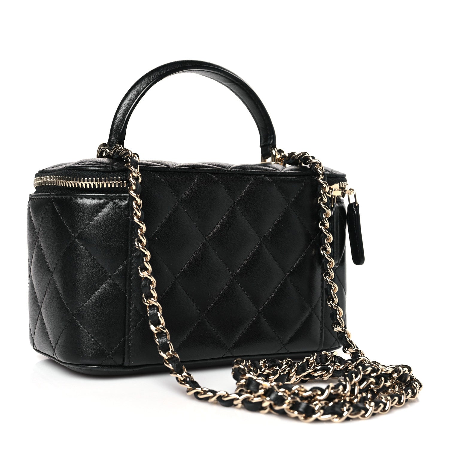 Chanel Lambskin Quilted Small Top Handle Vanity Case With Chain Black 3 of 9