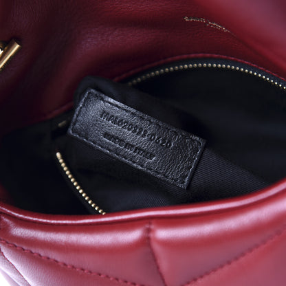 Saint Laurent Lambskin Quilted Toy Loulou Puffer Monogram Chain Satchel Red 10 of 12