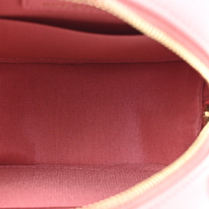 Chanel Caviar Camellia Embossed Round Clutch With Chain Pink 5 of 11