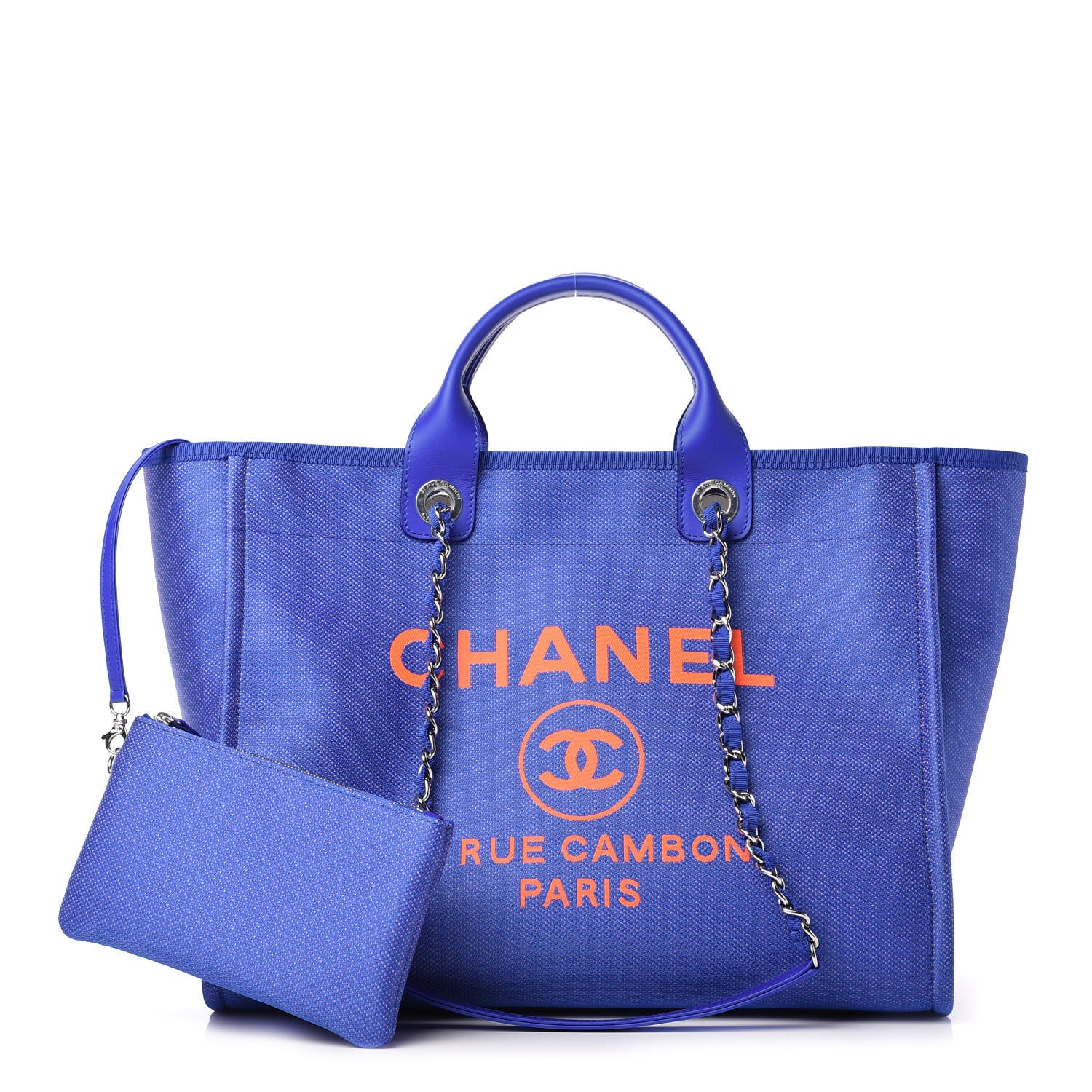 Chanel Mixed Fibers Medium Deauville Tote Blue Orange 1 of 10