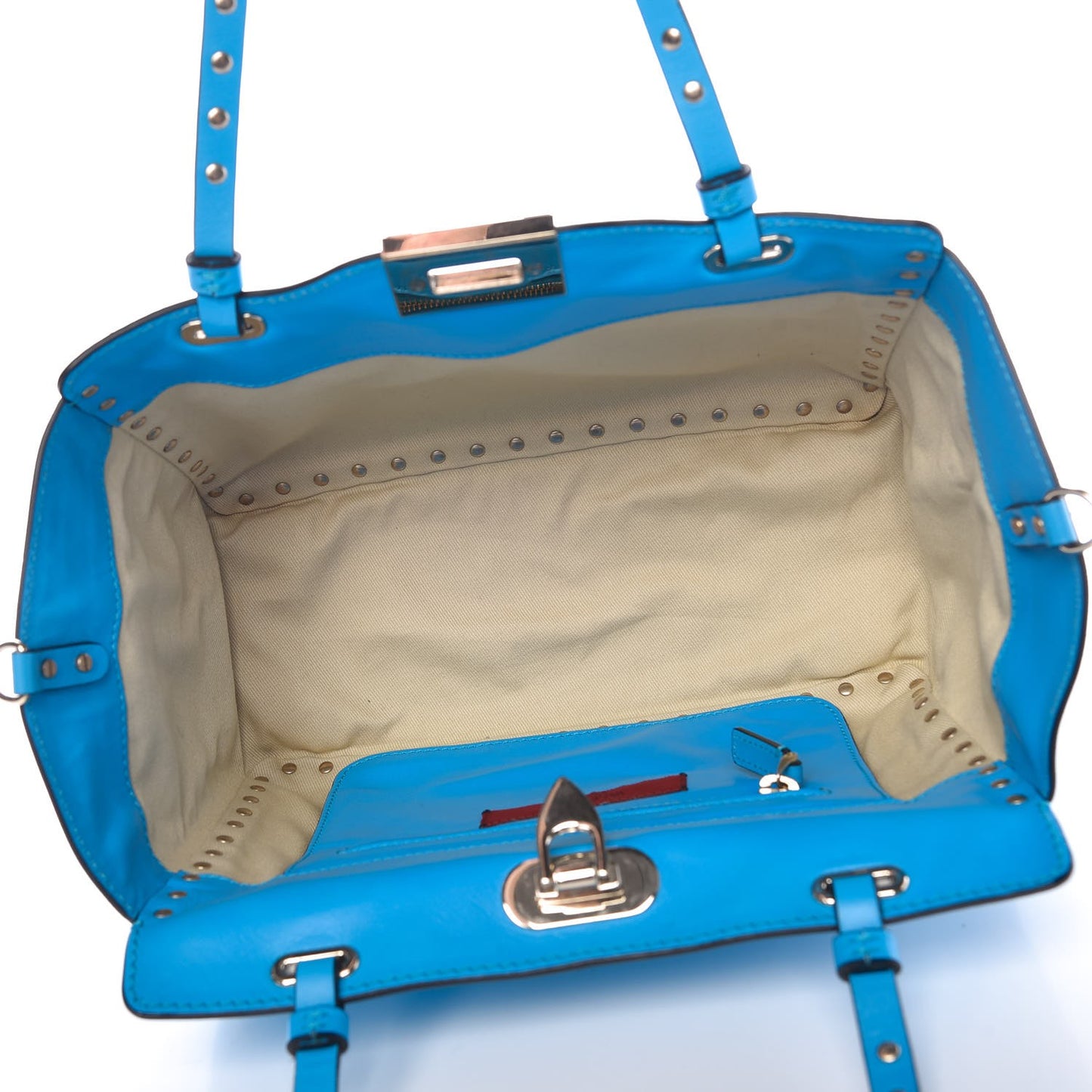 Vitello Small Rockstud Tote Parrot