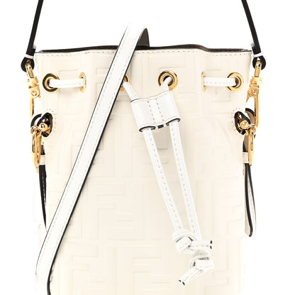 Fendi Vitello Liberty F Embossed Mini Mon Tresor Bucket Bag White 8 of 10