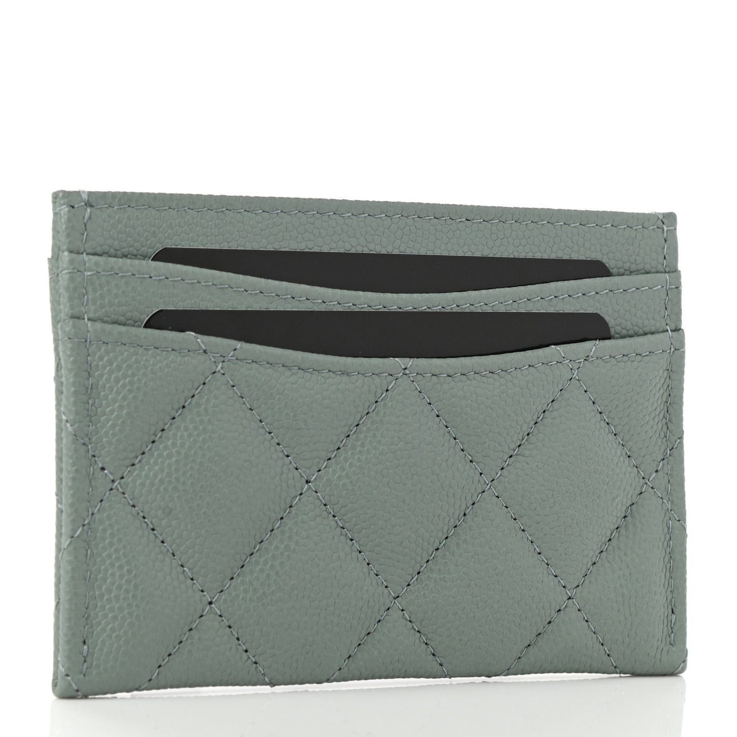 Caviar Quilted Card Holder Light Blue