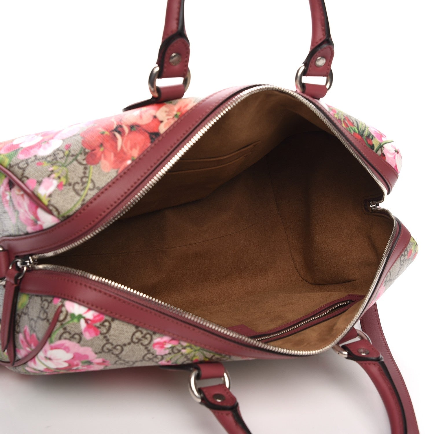 Gucci GG Supreme Monogram Blooms Medium Boston Beige Multicolor Dry Rose 6 of 8