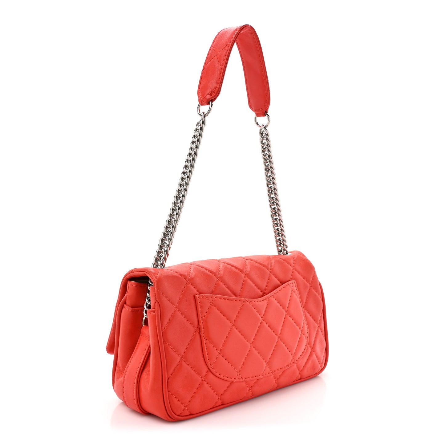 Lambskin Quilted Medium Icons Secret Label Flap Coral