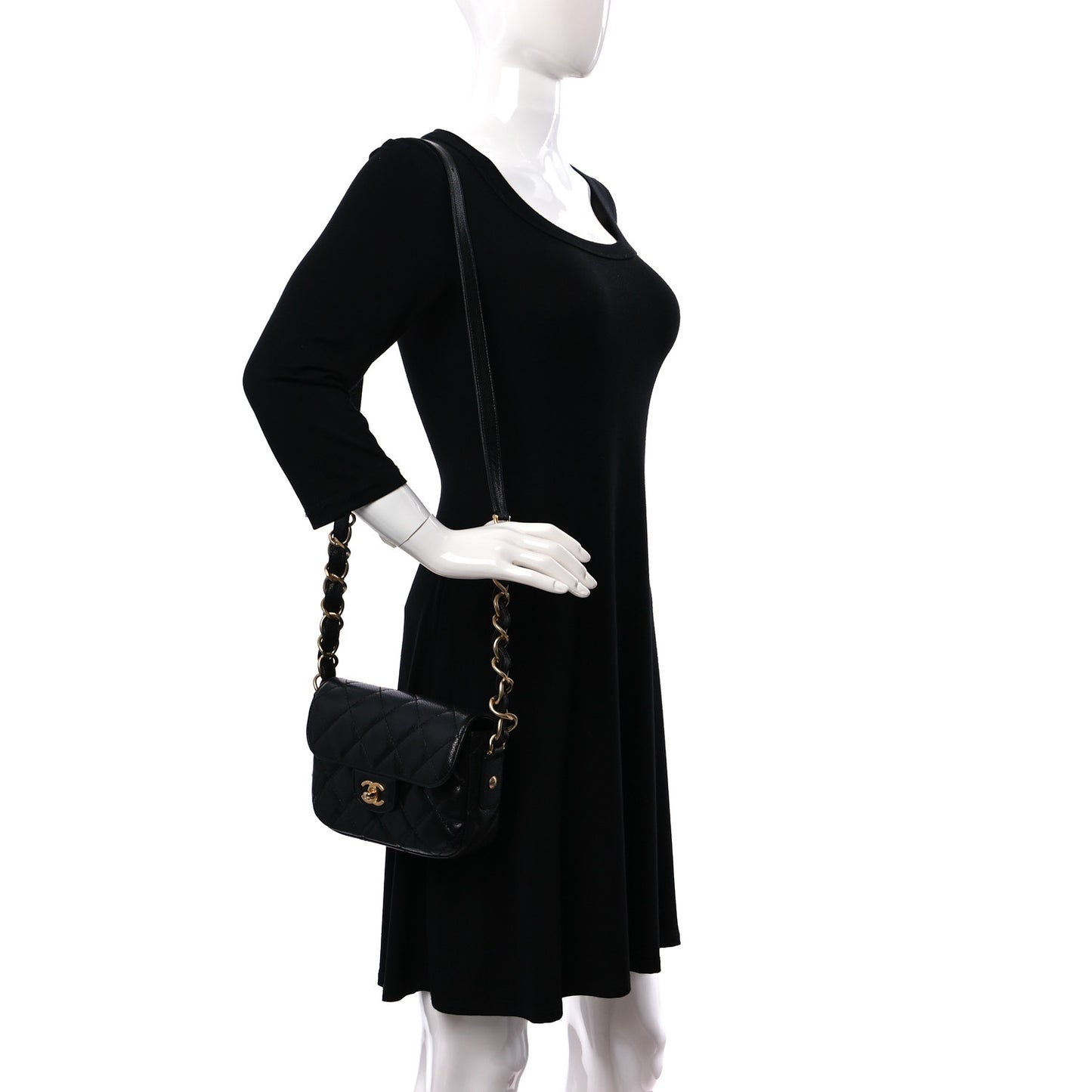 Caviar Quilted Mini Chain Flap Black