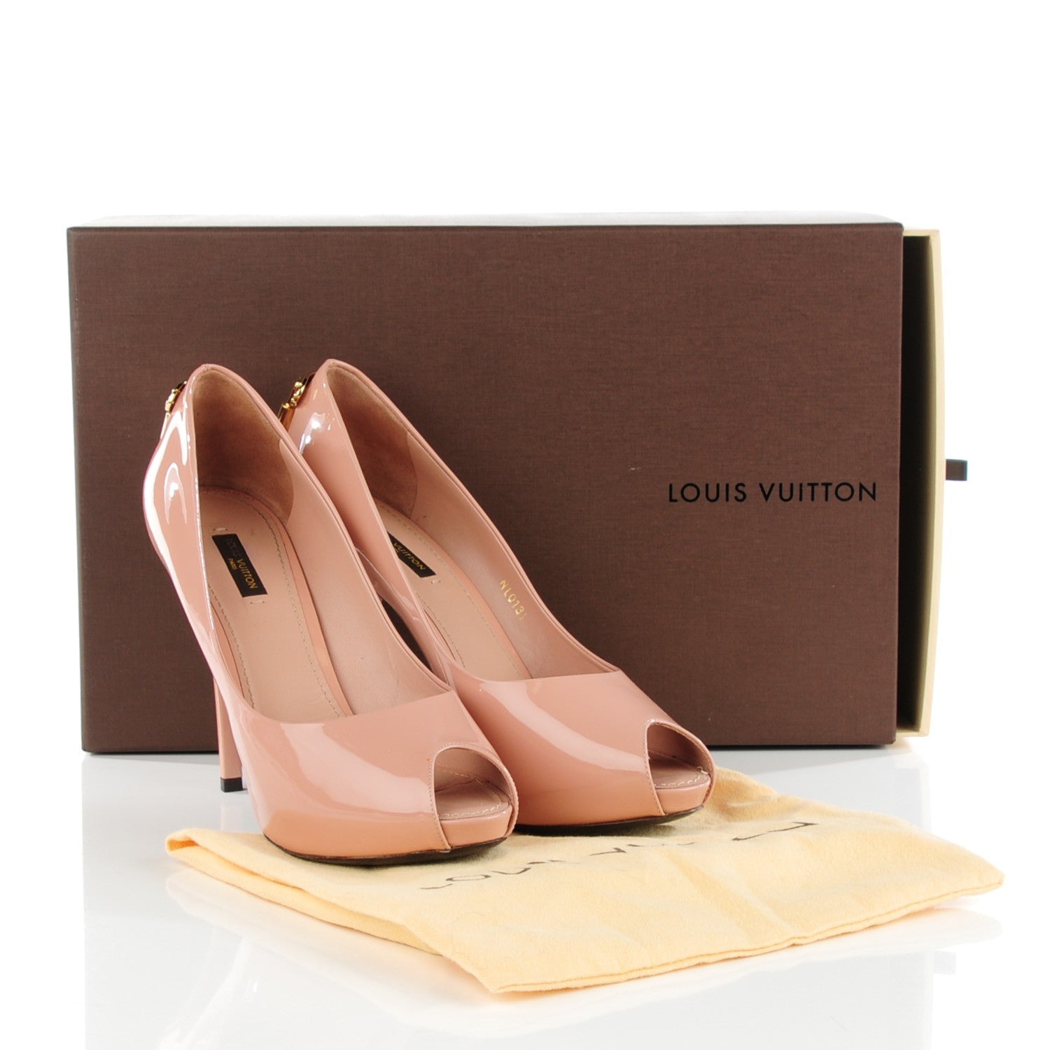 Louis Vuitton Patent Calfskin Oh Really Peep Toe Pumps 40 Beige Rose 5 of 9