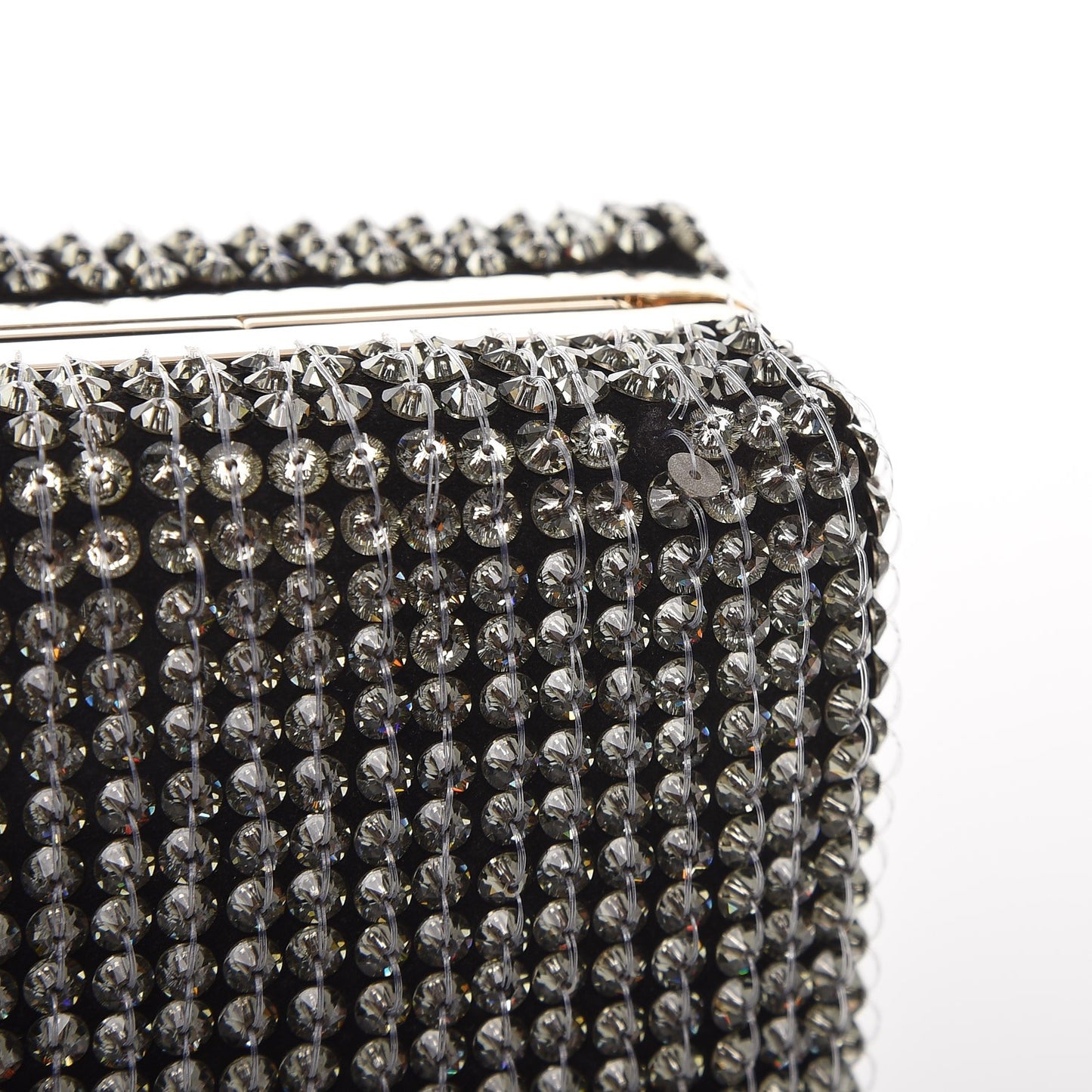 Nappa Crystal Embellished Secrets Minaudiere Clutch Black